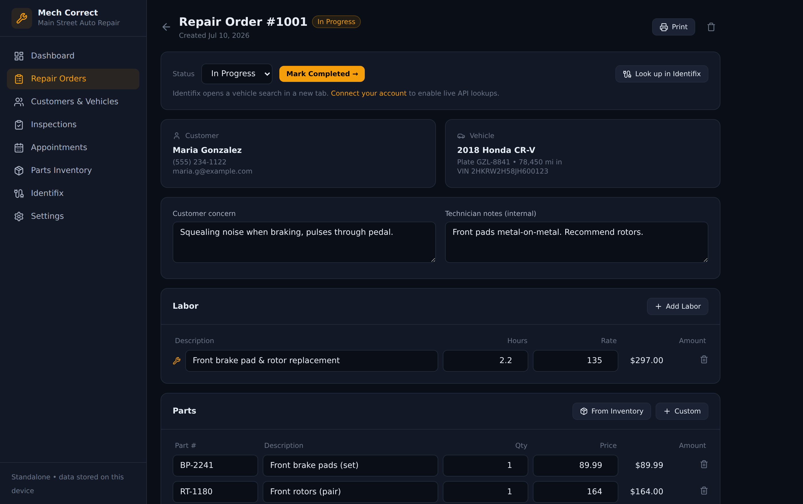 Repair order